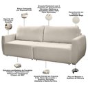 Ver imagem 6 de Sofá 3 Lugares Retrátil Reclinável para Sala de Estar 250cm Siloé K01 Veludo Bege - Lyam Decor