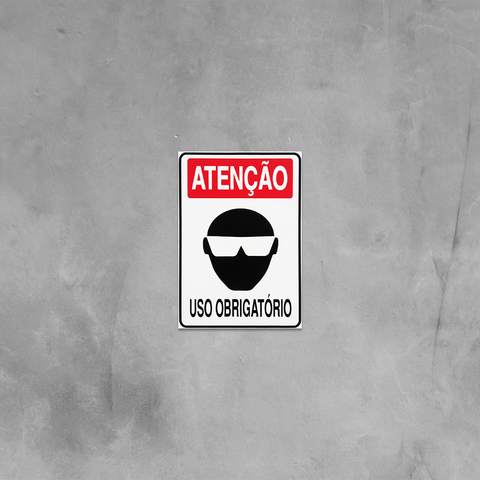 Combo 10 Placas de Sinalização Atenção Óculos Uso Obrigatório 20x30 Acesso - S-202 F9e