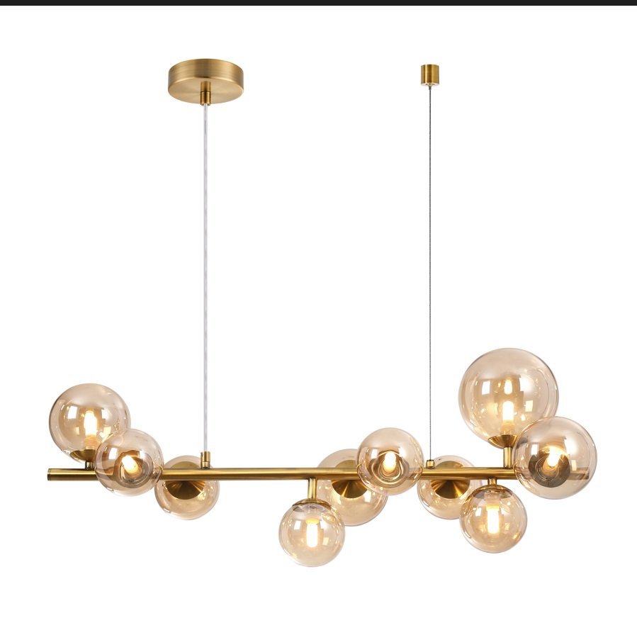 Lustre Moderno Pendente Abaporu Jabuticaba Dourado com 10 Globos