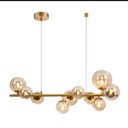 Ver imagem 1 de Lustre Moderno Pendente Abaporu Jabuticaba Dourado com 10 Globos