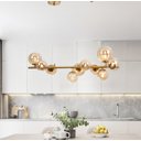 Ver imagem 3 de Lustre Moderno Pendente Abaporu Jabuticaba Dourado com 10 Globos