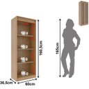 Ver imagem 4 de Estante Armário Alta Livreiro Multiuso Office 2 Portas Vidro Amêndoa