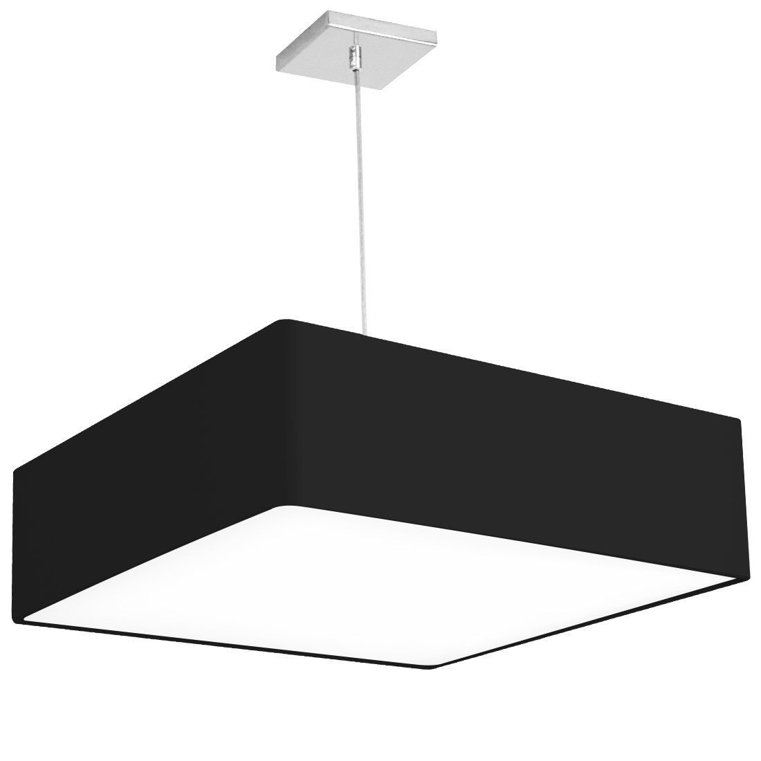 Lustre Cupula Pendente Dome Quadrado 50x15cm Preto