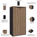 Ver imagem 3 de Armário para Escritório 160cm 02 Portas com Chave Unik A02 Nogal Preto - Lyam Decor