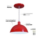 Ver imagem 4 de Pendente Meia Lua 24cm Luminária Lustre Alumínio Vermelho