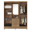 Ver imagem 3 de Guarda Roupa Casal 4 Portas com Espelho e 3 Gavetas Colombo - Nogal/vanilla Touch