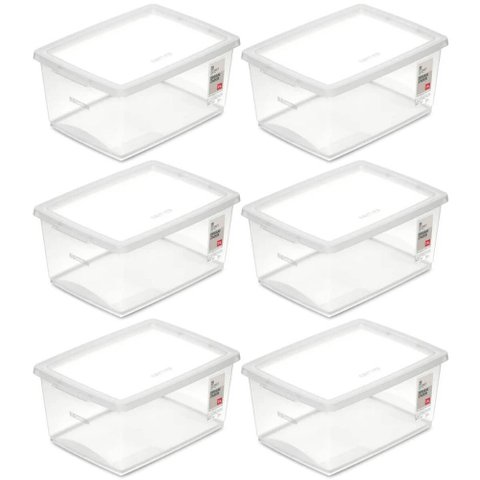 Kit 6 Caixas Organizadoras com Tampa 7,5l Empilháveis Ordene Maquiagem Brinquedos