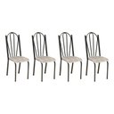 Ver imagem 1 de Kit 4 Cadeiras de Cozinha Alasca Estampado Rattan Pés de Ferro Cromo Preto - Pallazio