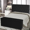 Ver imagem 3 de Kit Cabeceira de Cama Box e Calçadeira Baú Paris King 195 Cm Capitonê Suede Preto Eli Móveis