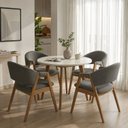 Ver imagem 1 de Conjunto Mesa Freijó 90cm & 4 Cadeiras Lithi Design Sofisticado