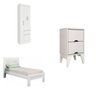 Conjunto Quarto de Solteiro Guarda-Roupa 3 Portas com Cama e Mesa de Cabeceira Tcil Móveis - 1