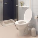 Ver imagem 7 de Assento Tampa Vaso Sanitário Oval Almofadado Branco + Kit Para Banheiro 5 Peças Cromado