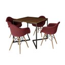 Ver imagem 2 de Conjunto de Mesa Industrial Base Preta Tampo Quadrado 90cm Amêndoa 4 Poltronas Estofadas Vermelho
