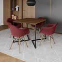 Ver imagem 1 de Conjunto de Mesa Industrial Base Preta Tampo Quadrado 90cm Amêndoa 4 Poltronas Estofadas Vermelho
