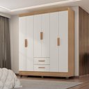 Ver imagem 5 de Guarda Roupa Casal 6 Portas e Cômoda 4 Gavetas 2 Portas Lite Nature Off White - Móveis Leão
