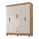 Ver imagem 2 de Guarda Roupa Casal 6 Portas e Cômoda 4 Gavetas 2 Portas Lite Nature Off White - Móveis Leão