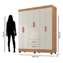 Ver imagem 3 de Guarda Roupa Casal 6 Portas e Cômoda 4 Gavetas 2 Portas Lite Nature Off White - Móveis Leão