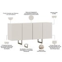 Ver imagem 2 de Aparador Buffet para Sala de Jantar 4 Portas 160cm Pés Industrial Benita N01 Off White Champanhe -