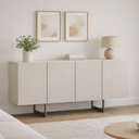Ver imagem 1 de Aparador Buffet para Sala de Jantar 4 Portas 160cm Pés Industrial Benita N01 Off White Champanhe -