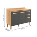 Ver imagem 4 de Balcão Intenza com Tampo 120 Cm com 3 Portas e 2 Gavetas Freijo/chumbo