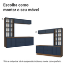 Ver imagem 6 de Estante Sala de Estar com Rack + Cristaleira 230cm Rustic/azul Vik Madesa 01
