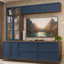 Ver imagem 1 de Estante Sala de Estar com Rack + Cristaleira 230cm Rustic/azul Vik Madesa 01