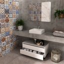 Ver imagem 1 de Kit Lavabo com Gaveteiro e Espelheira Branco Tecno Mobili