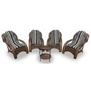 Ver imagem 1 de Conjunto de Poltronas Fibra Sintética Espreguiçadeira - 4 Poltronas + 1 Mesa Centro - Tecido Illiman