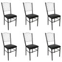 Ver imagem 1 de Kit 6 Cadeiras para Cozinha com reforço assento com rebaixe preto encosto de grade Poltronas do Sul 