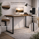 Ver imagem 2 de Escrivaninha Mesa Moderna 90cm Industrial Gamer Pc MDF:Imbuia