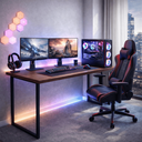 Ver imagem 3 de Escrivaninha Mesa Moderna 90cm Industrial Gamer Pc MDF:Imbuia