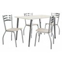 Ver imagem 2 de Conjunto Sala de Jantar Mesa com 4 Cadeiras Estofadas Cromado 836 Kappesberg Crome Cromado/nude