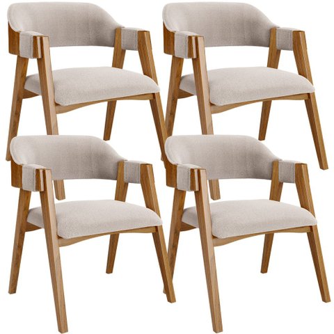 Kit 04 Cadeiras para Sala de Jantar e Estar Living Estofada Suran L02 Bouclê Creme - Lyam Lyam Decor