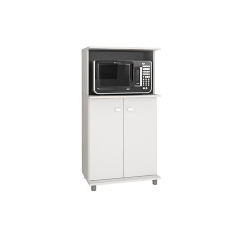 Balcão de Escritório Multiuso BL-3307 c/ 2 Portas e Nicho p/ Microondas 60cm Branco - Tecno Mobili