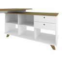 Ver imagem 7 de Escrivaninha Retrô em L Mesa Escritório e Home Office com 2 Gavetas e 5 Nichos Gold