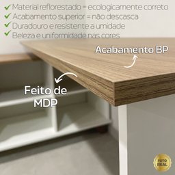 Escrivaninha Retrô em L para Escritório e Home Office com 2 Gavetas e 5 Nichos Gold - 10