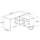 Ver imagem 4 de Escrivaninha Retrô em L Mesa Escritório e Home Office com e Gold 2 Gavetas 5 Nichos 145cm 