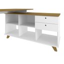 Ver imagem 7 de Escrivaninha Retrô em L Mesa Escritório e Home Office com e Gold 2 Gavetas 5 Nichos 145cm 