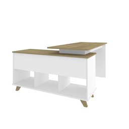 Escrivaninha Retrô em L para Escritório e Home Office com 2 Gavetas e 5 Nichos Gold - 9