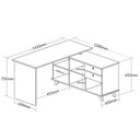 Ver imagem 4 de Escrivaninha Retrô em L Mesa Escritório e Home Office com e Gold 2 Gavetas 5 Nichos 145cm Branco Art