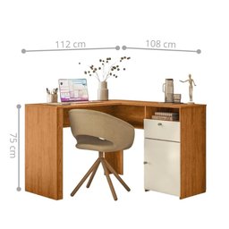 Escrivaninha de Canto em L com 1 Porta e 1 Gaveta para Sala - 3