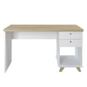 Ver imagem 3 de Escrivaninha Mesa Escritório Retrô Sky Home Office 2 Gavetas 135cm Olmo E Branco