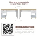 Ver imagem 7 de Escrivaninha Mesa Escritório Retrô Sky Home Office 2 Gavetas 135cm Olmo E Branco