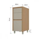 Ver imagem 2 de Balcão 3 Gavetas Nesher Condessa 40cm MDF Carvalho-Greige