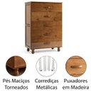 Ver imagem 3 de Cômoda 5 Gavetas 100% Madeira Rústica Pandora Imbuia Brilho