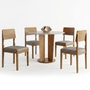 Ver imagem 2 de Mesa de Jantar Ana 135cm Redonda VIDRO18MM Cinamomo Off White com Kit 4 Cadeiaras Ana Linho Prata -