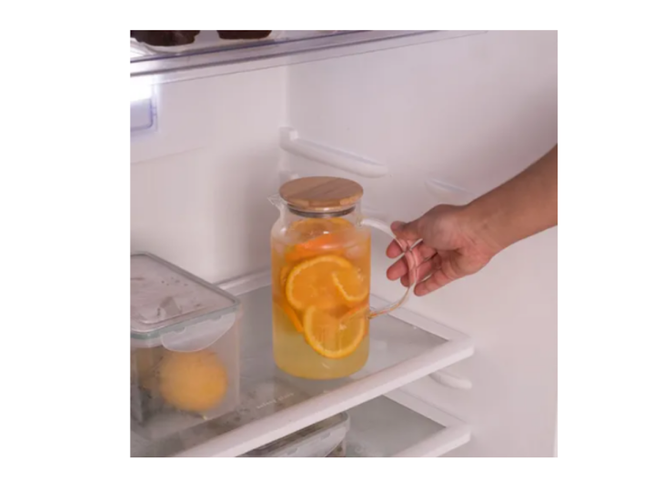JARRA DE VIDRO BOROSSILICATO C/ TAMPA DE BAMBU E INOX 1,2L - 6