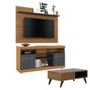 Ver imagem 1 de Rack Bancada Yara e Painel para Tv Suspenso Maia com Mesa de Centro Jeri Noce Milano Preto Acetinado