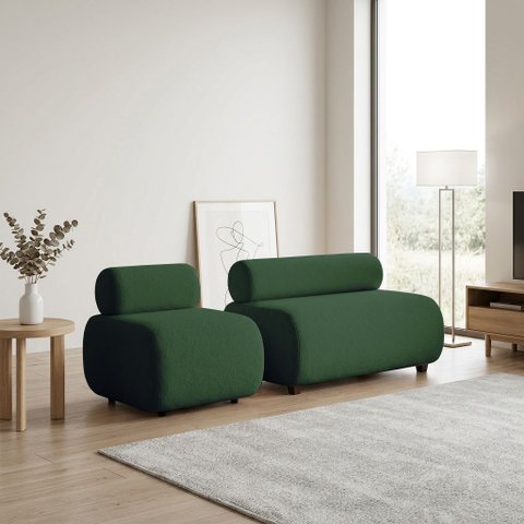 Sofá Namoradeira e Poltrona Decorativa para Sala Nara Bouclê D03 - D'Rossi