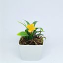 Ver imagem 1 de Vasinho Decorativo Quadrado com Planta Artificial Hortênsia - Amarelo